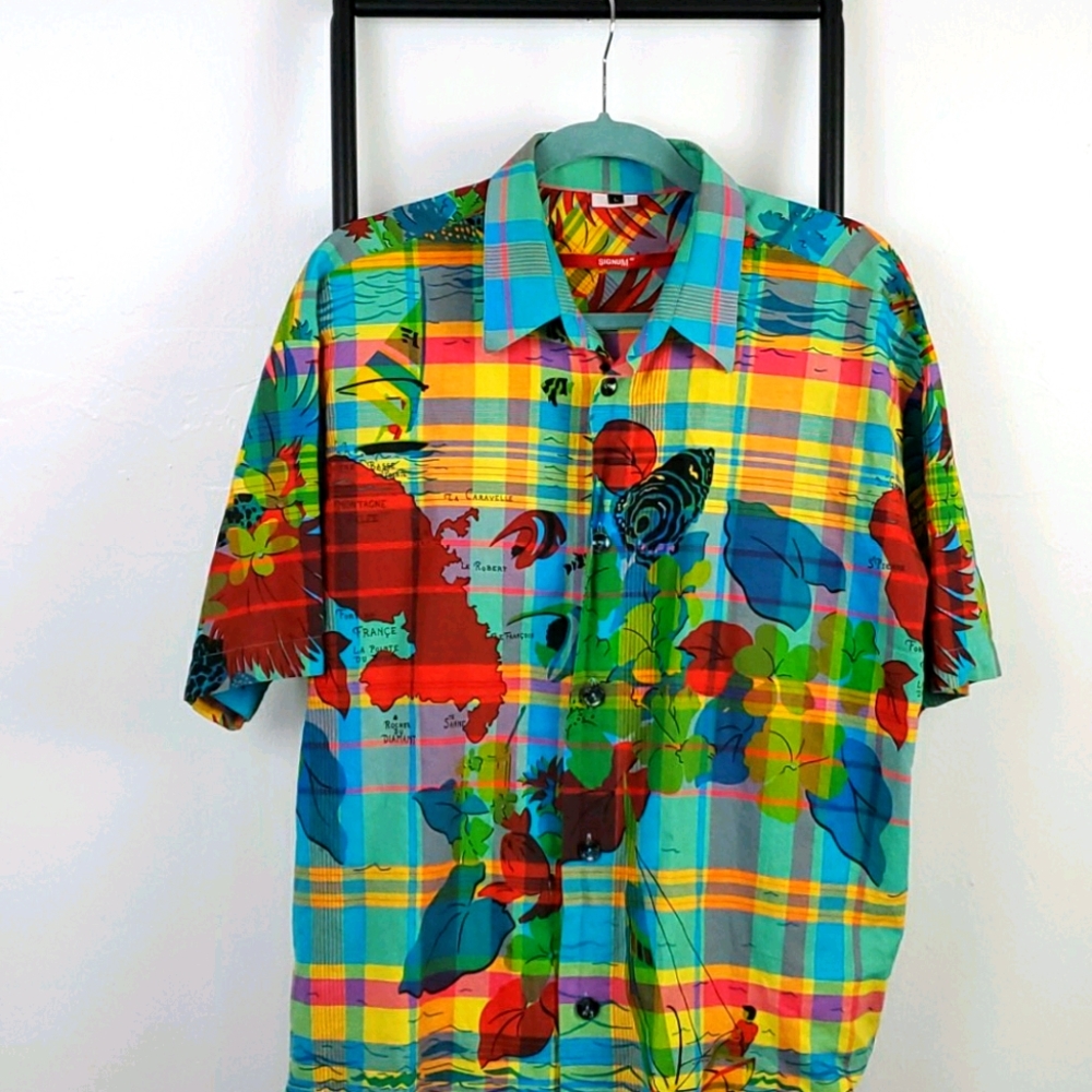 Vintage Signum Hawaii shirt buttons up short sleeve men size L